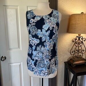 Blue Floral Lilly Pulitzer Tank Top Blouse